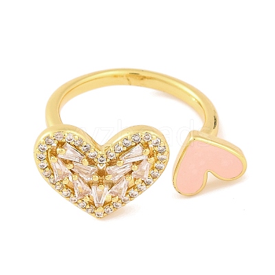 Brass Micro Pave Clear Cubic Zirconia Open Cuff Rings RJEW-U009-04D-G-1