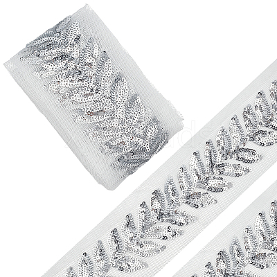 5Yards Polyester & Plastic Paillette Embroidery Ribbons OCOR-CY0003-25-1