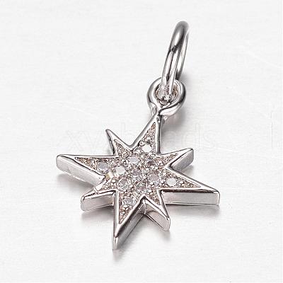 Brass Micro Pave Cubic Zirconia Charms ZIRC-K045-07P-1