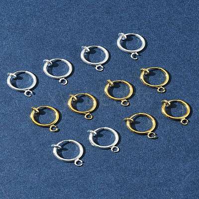 12Pcs 2 Colors Brass Clip-on Hoop Earring Findings KK-FS0001-48-1