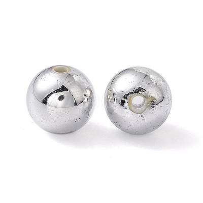 Silver Color Plated Acrylic Round Spacer Beads PACR-MSMC001-06-1