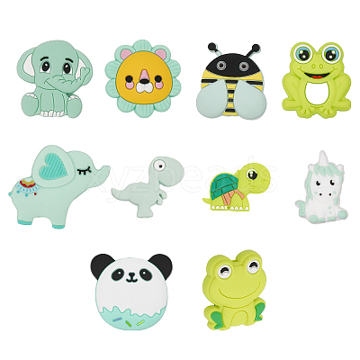 10Pcs 10 Styles Silicone Focal Beads SIL-CA0002-22-1