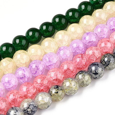 Baking Paint Crackle Glass Bead Strands DGLA-Q023-8mm-YSM-1