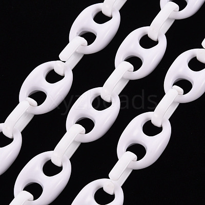 Handmade Opaque Acrylic Coffee Bean Chains CHAC-ZX0001-01K-1