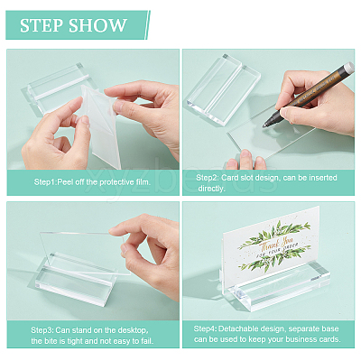 Transparent Acrylic Blank Place Sign & Base Holder Set FIND-WH0042-52-1