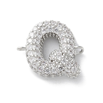 Brass Micro Pave Cubic Zirconia Letter Links KK-I717-04Q-P-1
