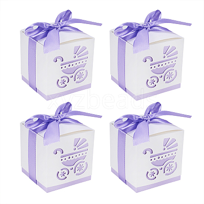 Hollow Stroller BB Car Carriage Candy Box wedding party gifts with Ribbons CON-BC0004-97B-1