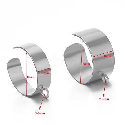 Non-Tarnish Stainless Steel Open Cuff Rings Findings PW-WG42602-03-1