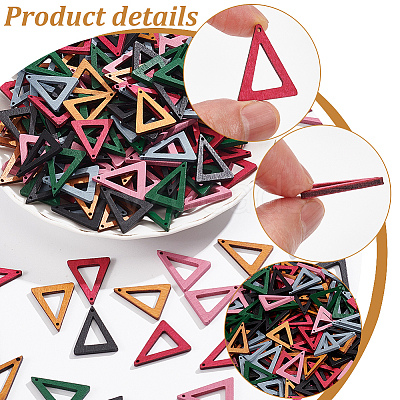 180Pcs 6 Colors Wood Pendants WOOD-NB0002-23-1
