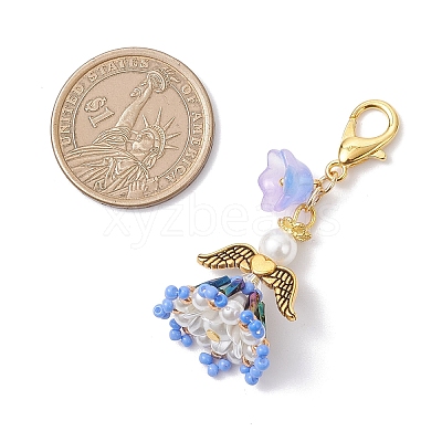 Handmade Glass Seed Beaded Angel Pendant Decorations HJEW-MZ00381-04-1