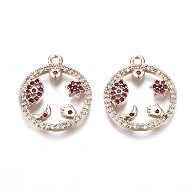 Brass Micro Pave Cubic Zirconia Pendants KK-S359-132B-RS-1