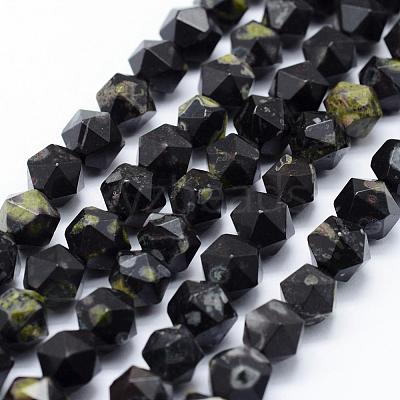 Natural Green Spot Jasper Beads Strands G-F523-33-8mm-1
