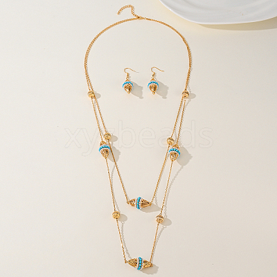 Bohemian Style Brass Horse Eye Double Layer Necklaces & Earrings Sets for Women YG5819-1