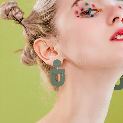 4 Pairs 4 Style Half Round & Arch & Trapezoid Acrylic Dangle Stud Earrings EJEW-AN0002-96-1