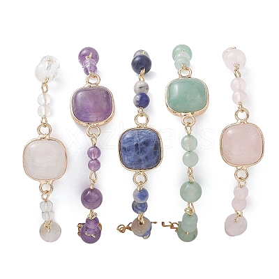 Natural Gemstone Link Chain Bracelets for Women BJEW-JB13315-1