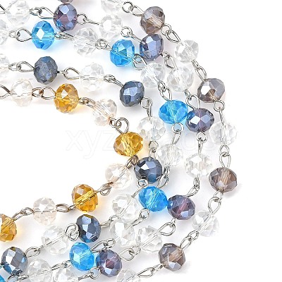 Glass Rondelle Beads Chains for Necklaces Bracelets Making AJEW-OC0001-73-1