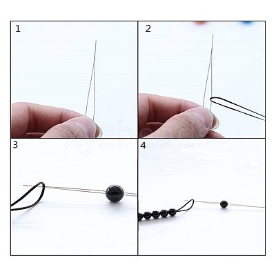 Tarnish Resistant Stainless Steel Collapsible Big Eye Beading Needles SENE-PW0013-02H-1