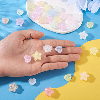 50Pcs 2 Styles Transparent Crackle Acrylic Beads OACR-TA0003-89-1
