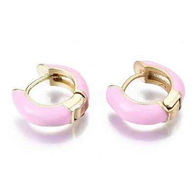 Brass Huggie Hoop Earrings EJEW-S209-01E-1