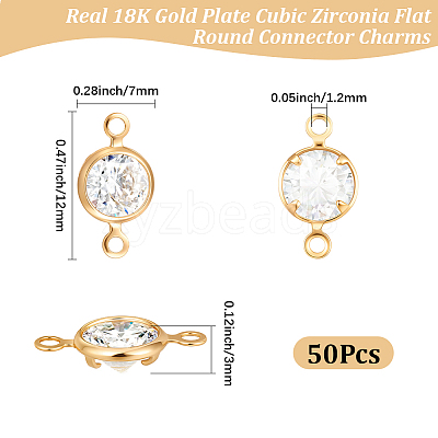 50Pcs Brass Pave Clear Cubic Zirconia Connector Charms KK-BBC0023-16-1