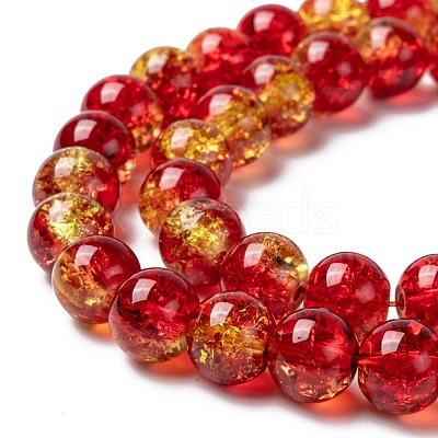 Spray Painted Crackle Glass Beads Strands CCG-Q002-8mm-10-1