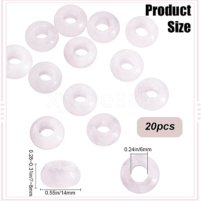 20Pcs Natural Rose Quartz European Beads G-SP0001-01B-04-1