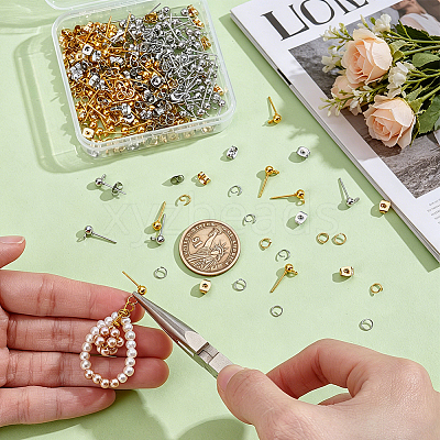 120Pcs 2 Color Iron Ball Stud Earring Findings DIY-UN0004-38-1