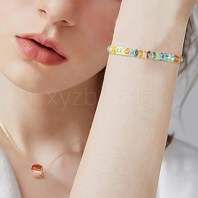 10G Electroplate Transparent Colours Rainbow Glass Seed Beads SEED-YW0003-04A-1