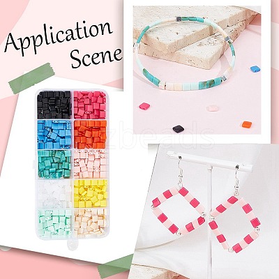 800Pcs 10 Colors Opaque Acrylic Slide Charms OACR-SC0001-36A-1