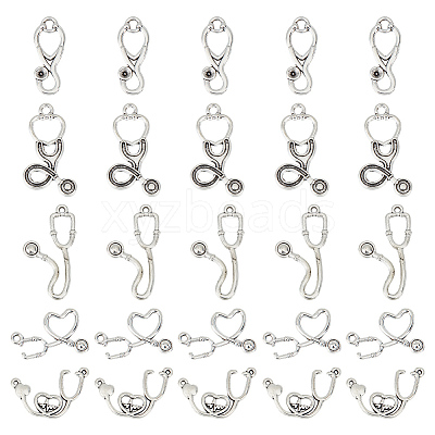 100Pcs 5 Style Tibetan Style Alloy Pendants & Pendant Rhinestone Settings TIBEP-GO0001-04-1