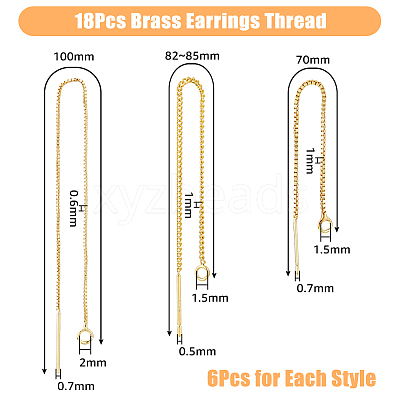 9 Pairs 3 Style Brass Stud Earring Findings KK-DC0001-38-1