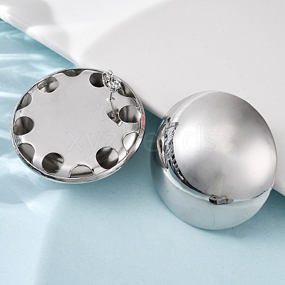 Brass Half Round Stud Earrings EJEW-Z125-01P-1