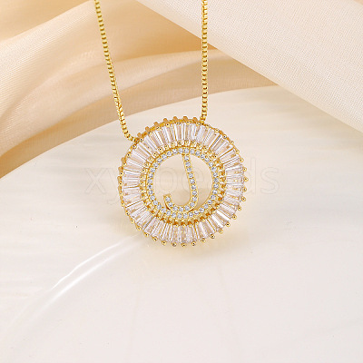 Brass Pave Clear Cubic Zirconia Ring with Letter Pendant Box Chain Necklaces FS-WG44D8C-10-1