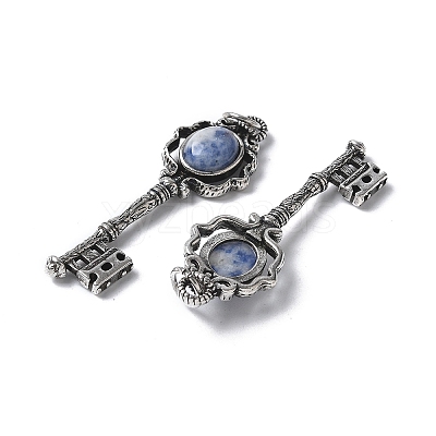 Key Brass Natural Blue Spot Jasper Big Pendants KK-D361-01AS-17-1