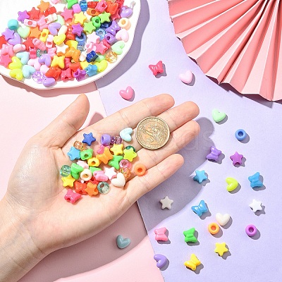 900Pcs 5 Styles Opaque & Transparent Plastic Beads KY-YW0002-26-1
