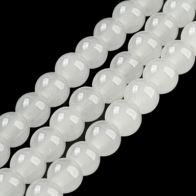 Baking Paint Imitation Jade Glass Round Bead Strands DGLA-Q021-6mm-01-1