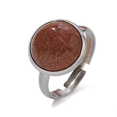 Half Round Synthetic Goldstone Finger Rings RJEW-M062-01P-06-1