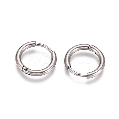 Tarnish Resistant 304 Stainless Steel Huggie Hoop Earrings EJEW-G272-02-10mm-P-1