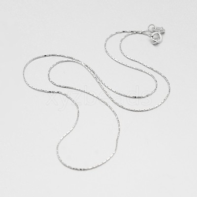 Anti-Tarnish Rhodium Plated 925 Sterling Silver Boston Link Chain Necklaces STER-M086-17B-1
