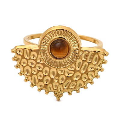 Natural Tiger Eye Finger Rings RJEW-Q822-43G-01-1
