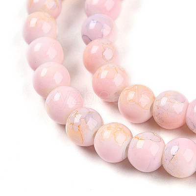 Baking Paint Glass Beads Strands DGLA-N003-6mm-C01-1