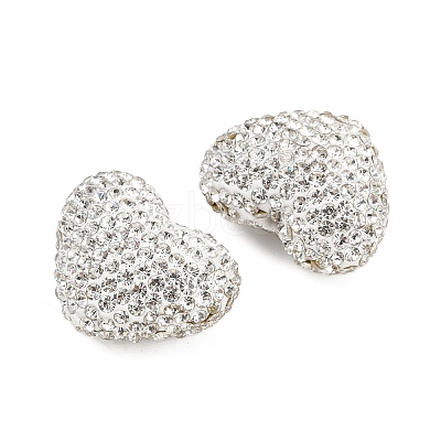 Heart Shaped Polymer Clay Rhinestone Beads CLAY-NH0002-02B-1