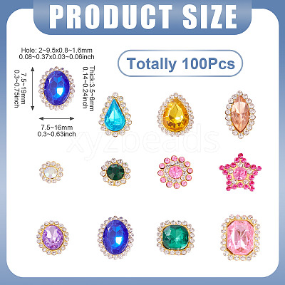 100Pcs Teardrop/Heart/Star Sew on Rhinestones FIND-TA0006-69D-1