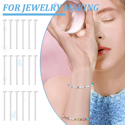 60Pcs 925 Sterling Silver Flat Head Pins STER-BC0002-17C-1