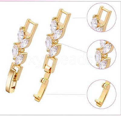 Brass Fold Over Clasps ZIRC-WH0009-02G-1