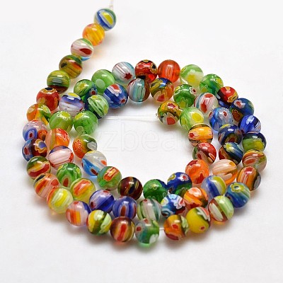 Round Millefiori Glass Beads Strands X-LK-P001-05-1