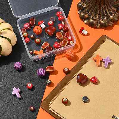 48Pcs Glazed Porcelain Beads PORC-FS0001-34-1