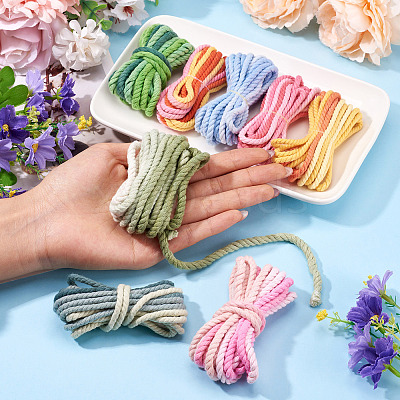 8 Bags 8 Colors 3-Ply Round Cotton Twisted Cord OCOR-TA0003-82A-1