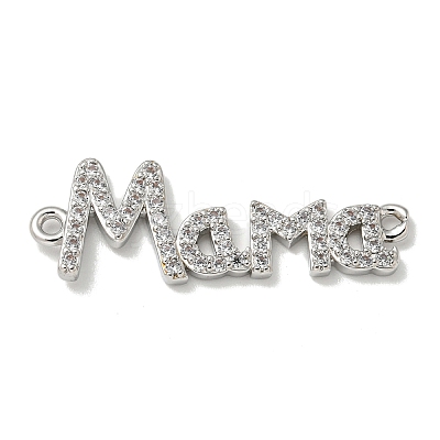 Mother's Day Brass Micro Pave Clear Cubic Zirconia Connector Charms KK-K378-12P-1