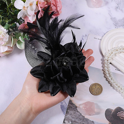 Flower Feather & Iron Lapel Pins for Clothes JEWB-WH0010-114B-1